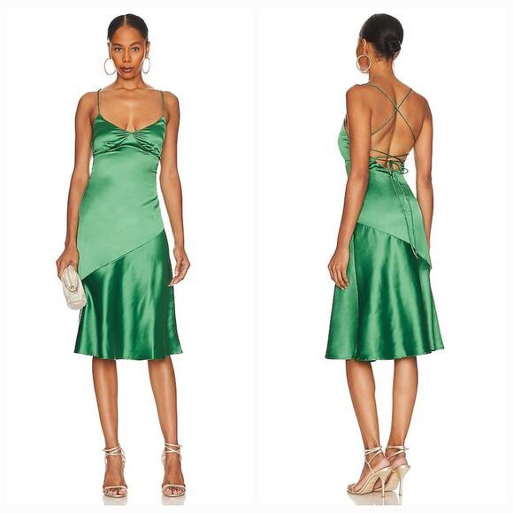 MORE TO COME Abbey Midi Dress in Emerald Green Medium - Picture 1 of 12